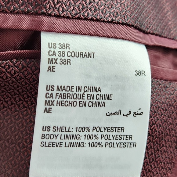 Alfani Velvet Blazer Mens Sz 36R 36 Regular Burgundy Slim Fit Jacket Sport Coat - Picture 8 of 9